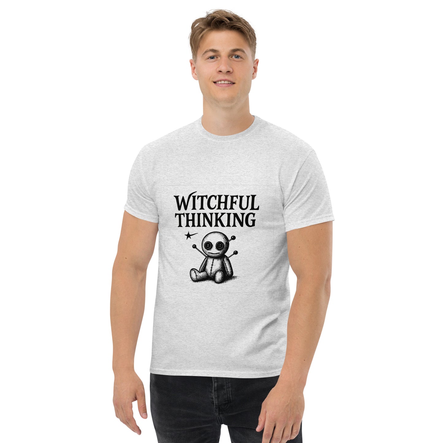 Witchful Thinking Voodoo Doll Shirt – Witchy Clothes for Occult Fashion Fans (Dark Ink) male