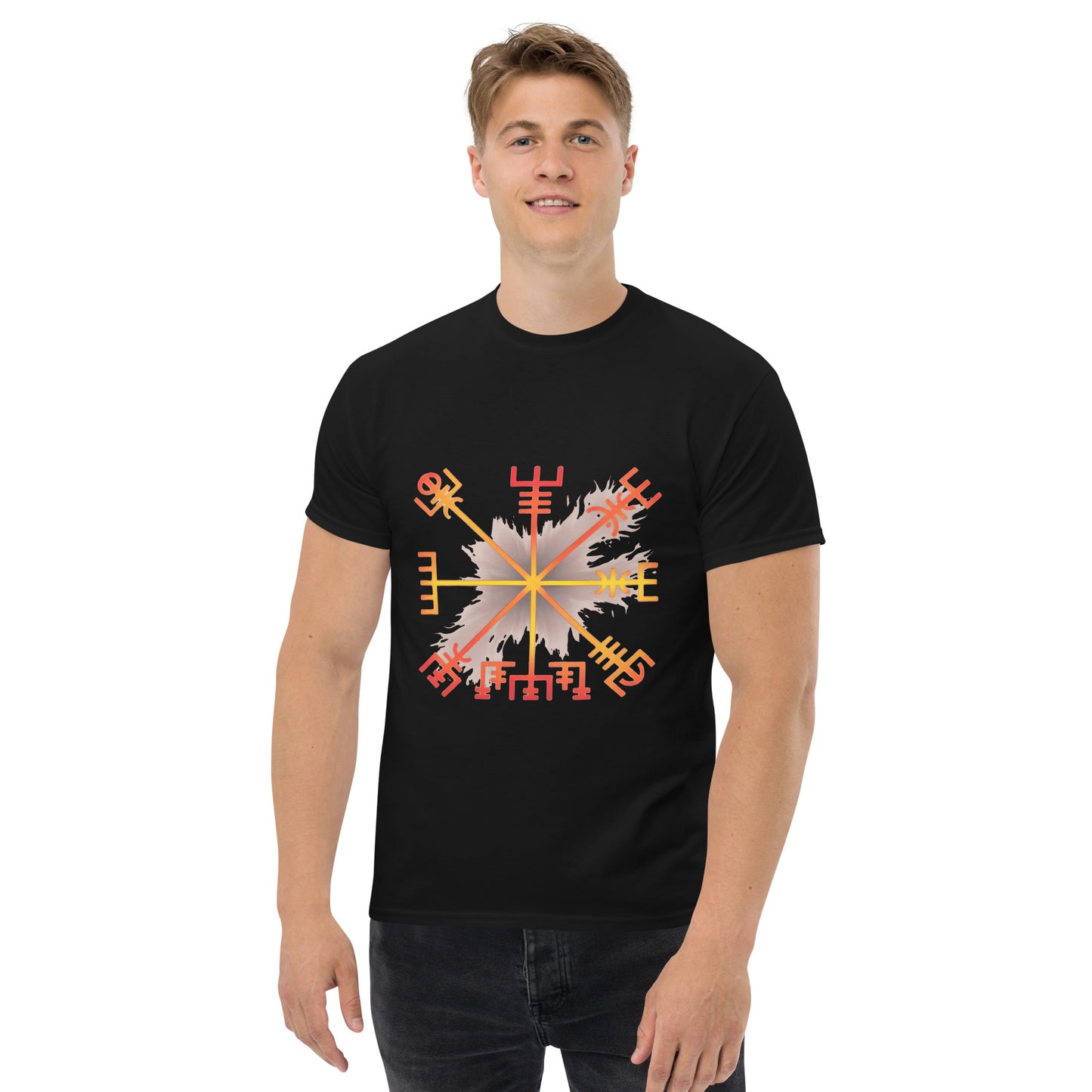 Vegvisir Flame Compass – Norse Protection Symbol on Esoteric Apparel male