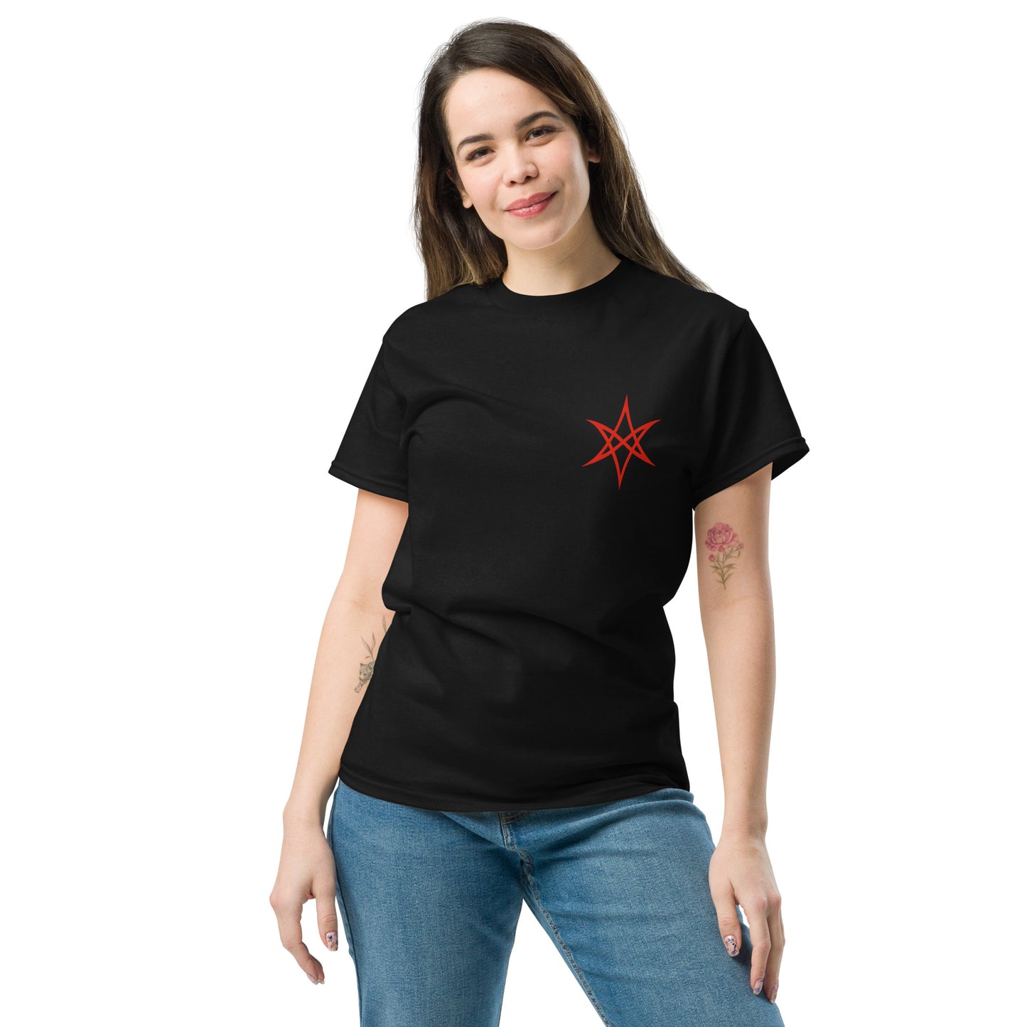Unicursal Hexagram "Do What Thou Wilt" Shirt -Thelema Esoteric Apparel female front