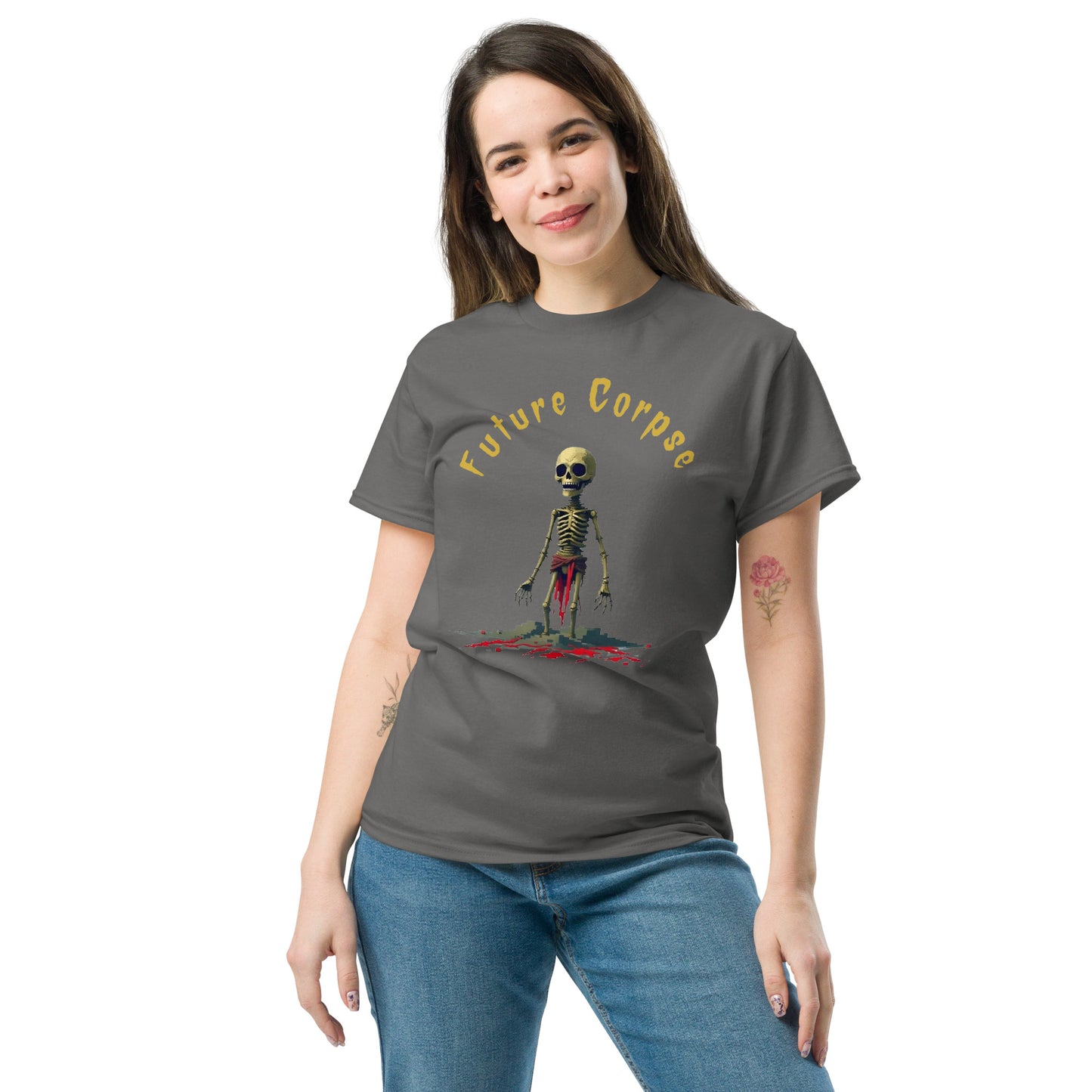 Future Corpse – Funny Spiritual Shirt with Skeleton Symbolism. esoteric apparel female