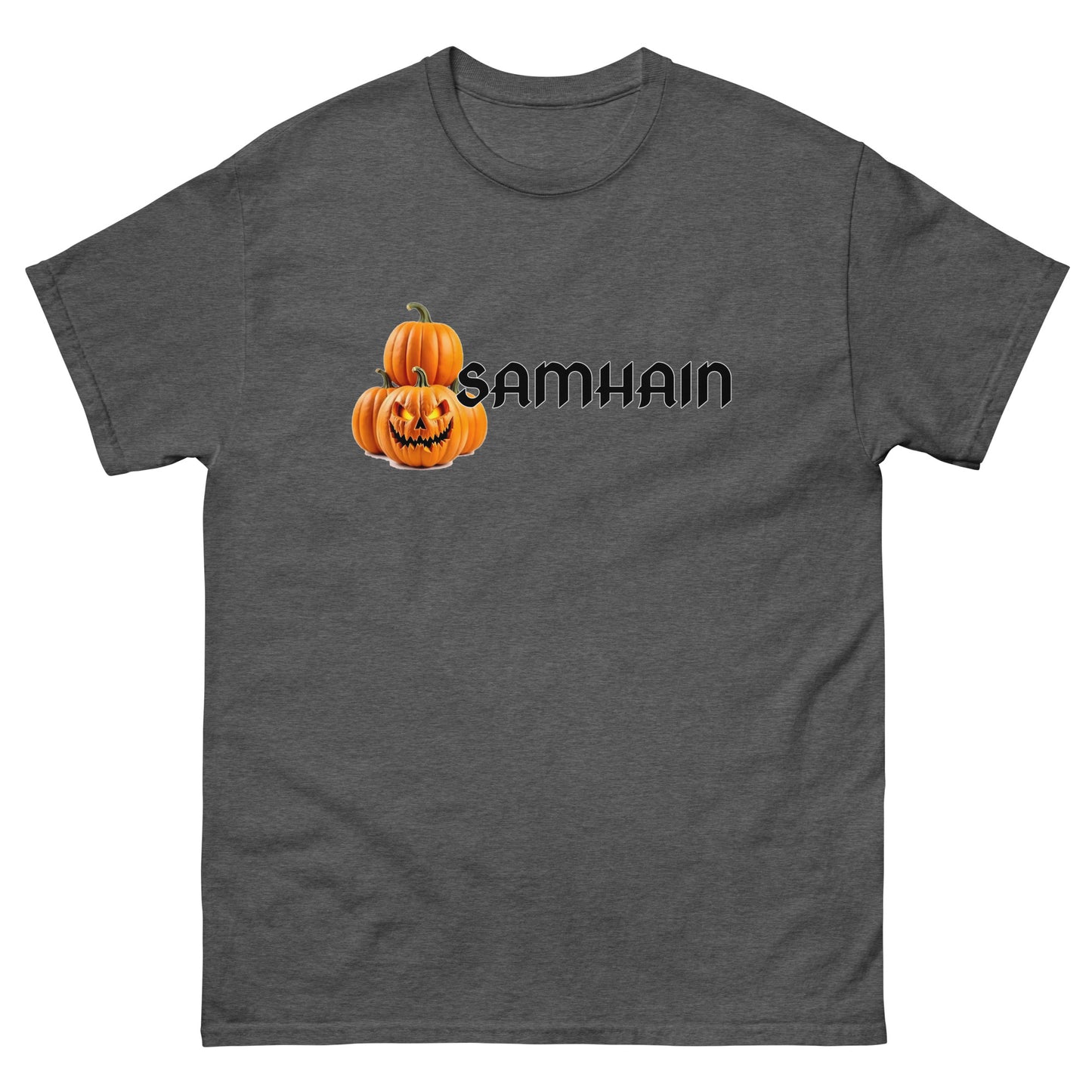 Meta Title: Samhain Pumpkins – Esoteric Clothing Samhain Shirt grey