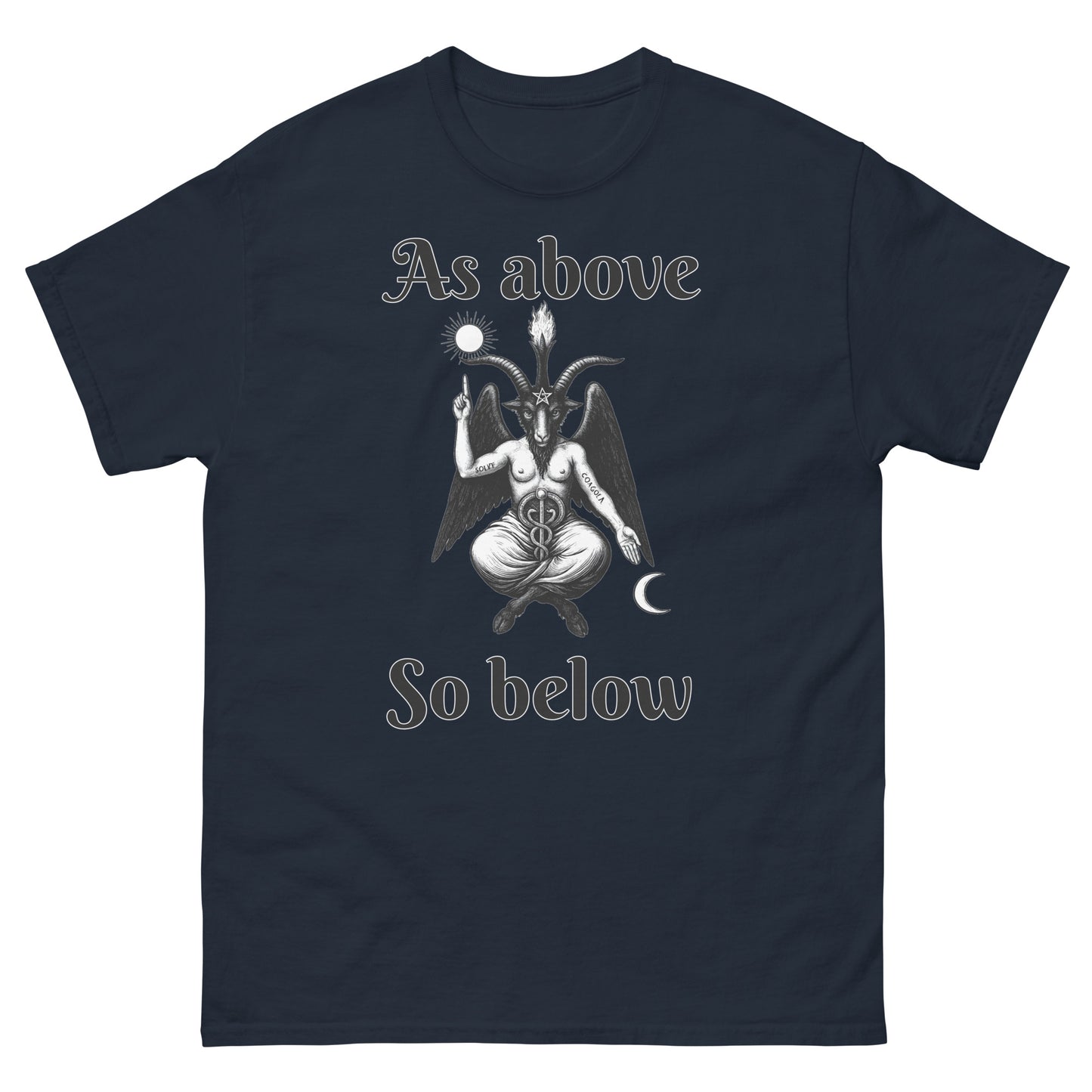 As Above So Below Baphomet Shirt – Esoteric Clothing, witchy clothes navy