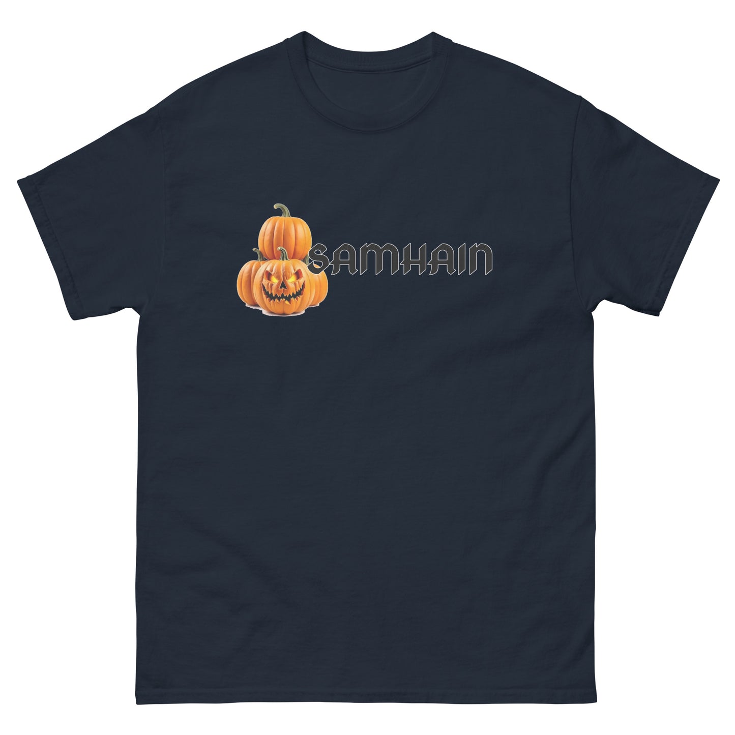 Meta Title: Samhain Pumpkins – Esoteric Clothing Samhain Shirt navy