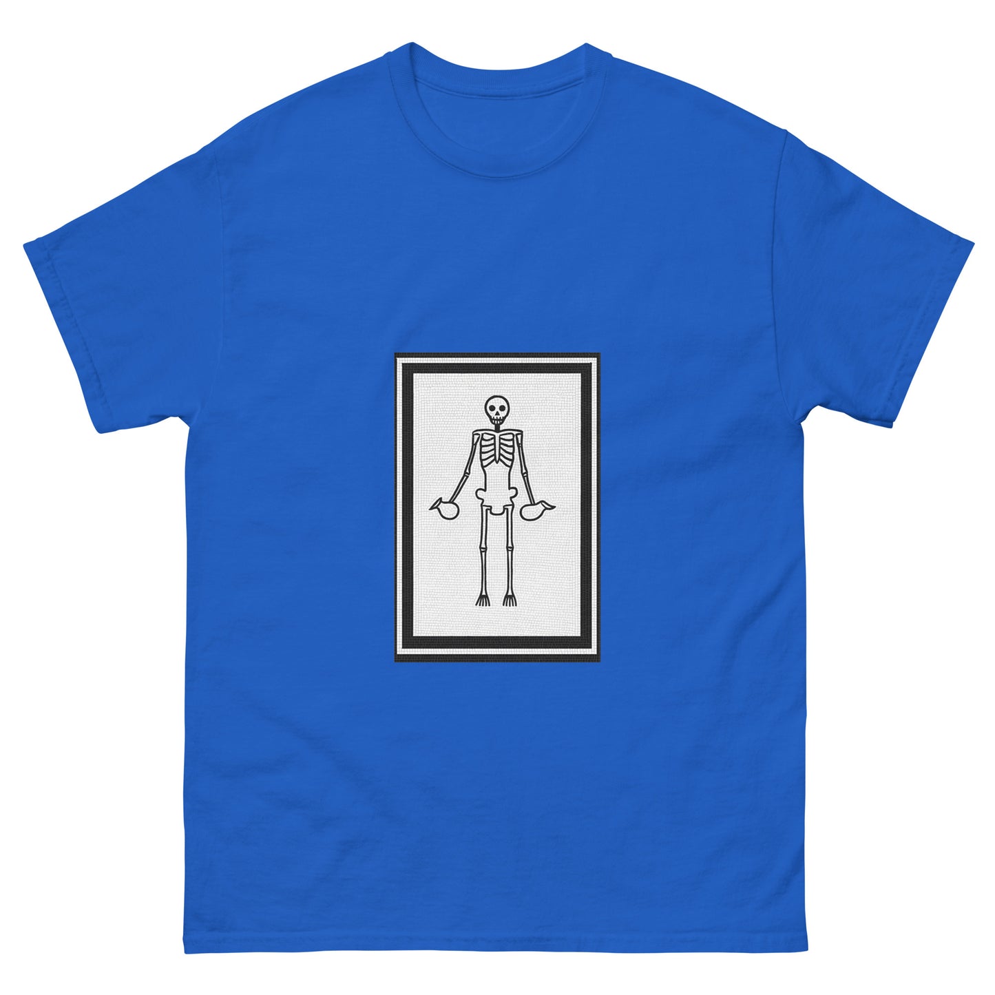 Pompeii Skeleton Mosaic – Historical Esoteric Clothing Design blue