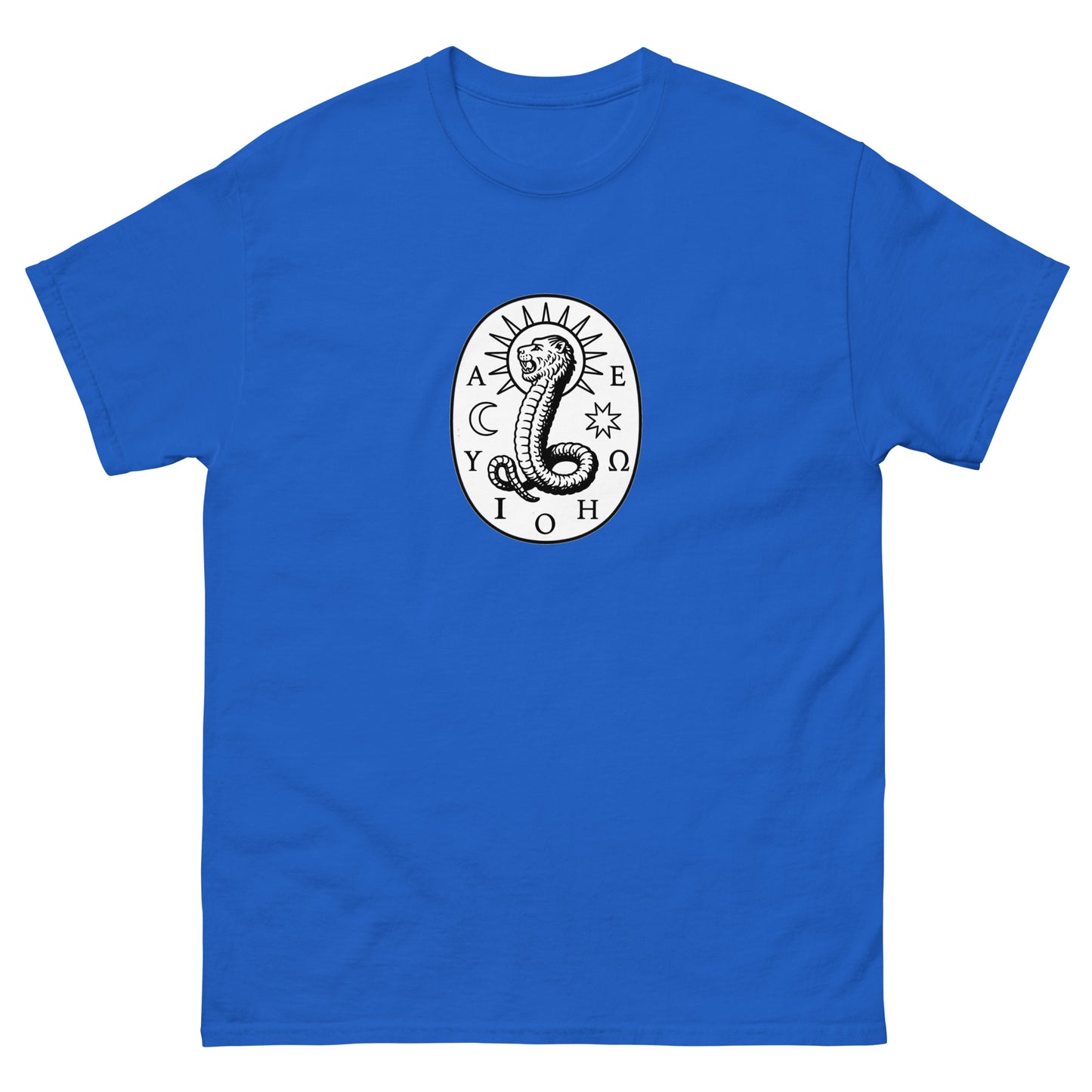 Chnoubis Greek Vowel Talisman – Historical Esoteric apparel blue