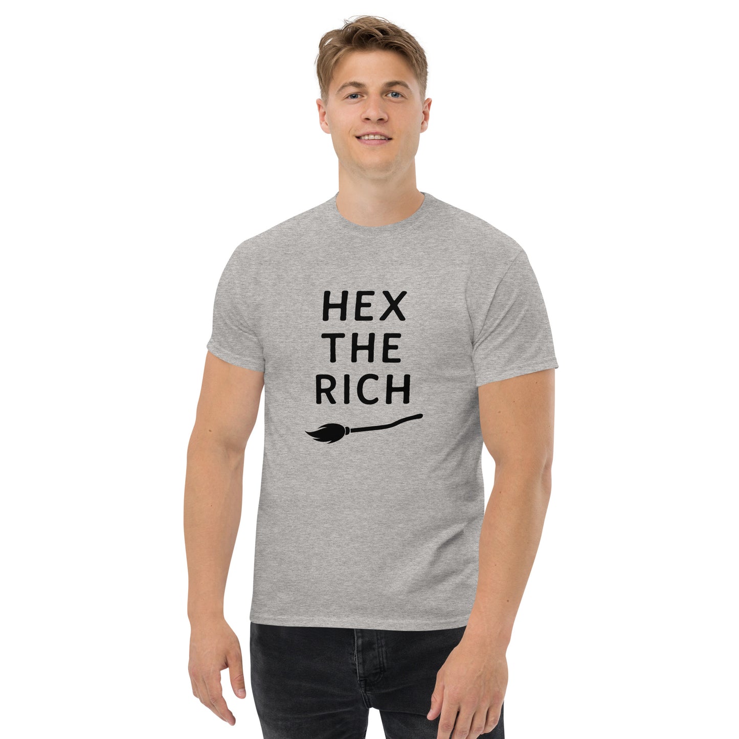 Hex the Rich – Witchy Apparel for Spiritual Anti-Capitalist Rebels (Dark Ink) male