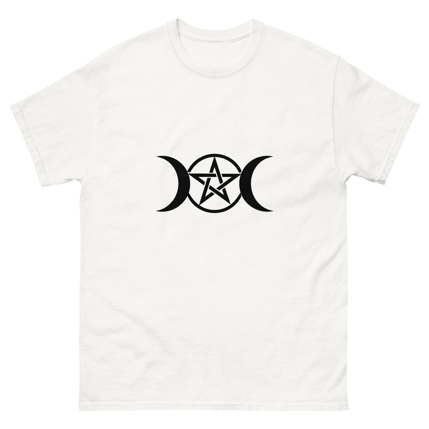 Triple Moon Pentacle – Witchy Apparel for Lunar Magic & Esoteric Symbolism (black Ink)