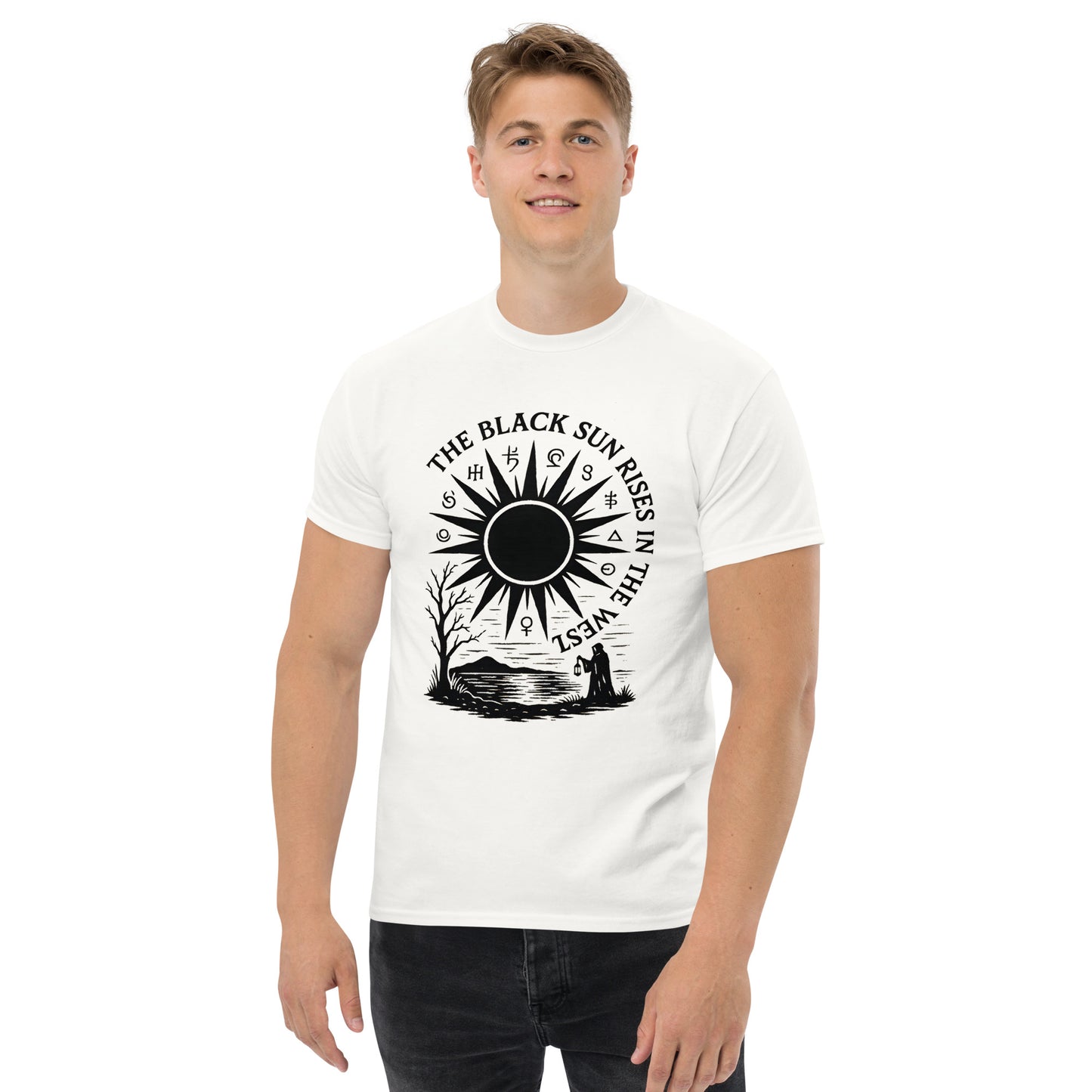 The Black Sun Rises in the West – Occult Esoteric apparel male