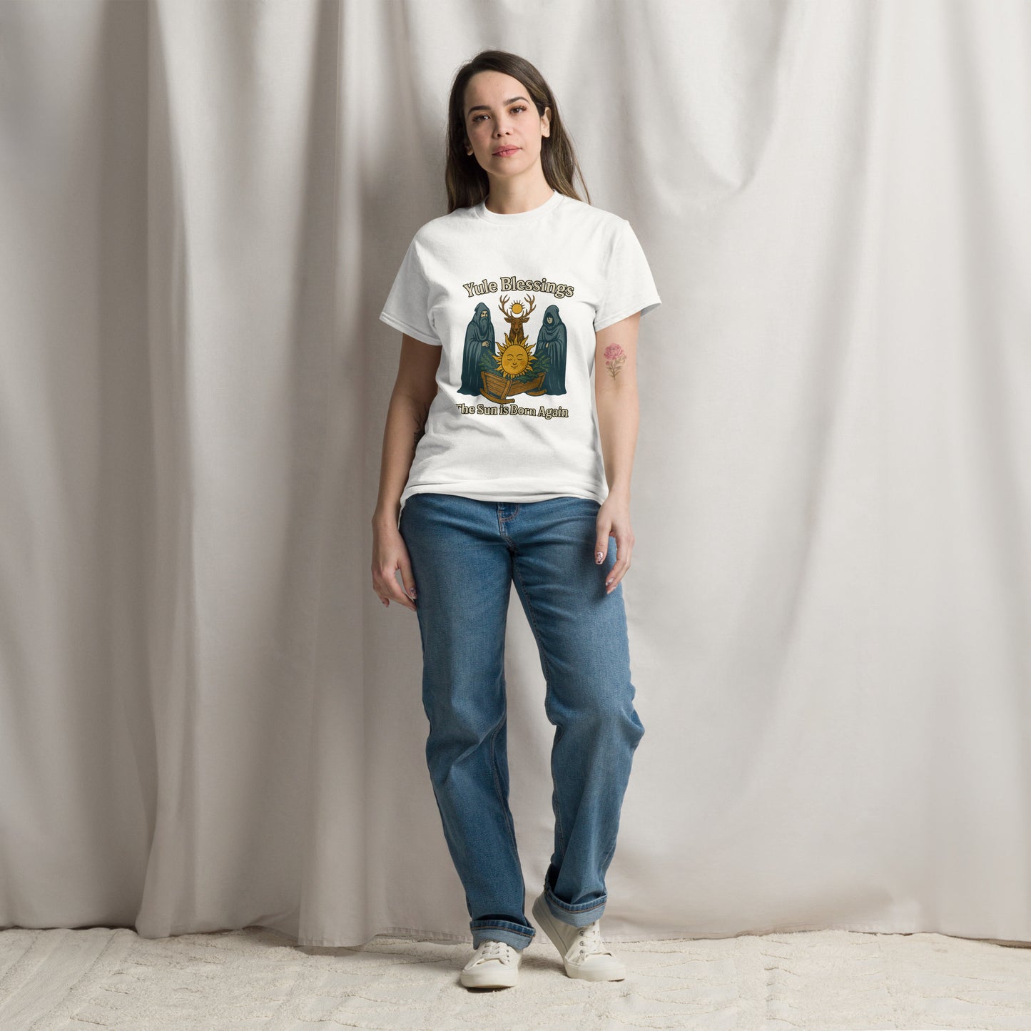 Yule Blessings Shirt – Pagan Esoteric Apparel for the Winter Solstice second white