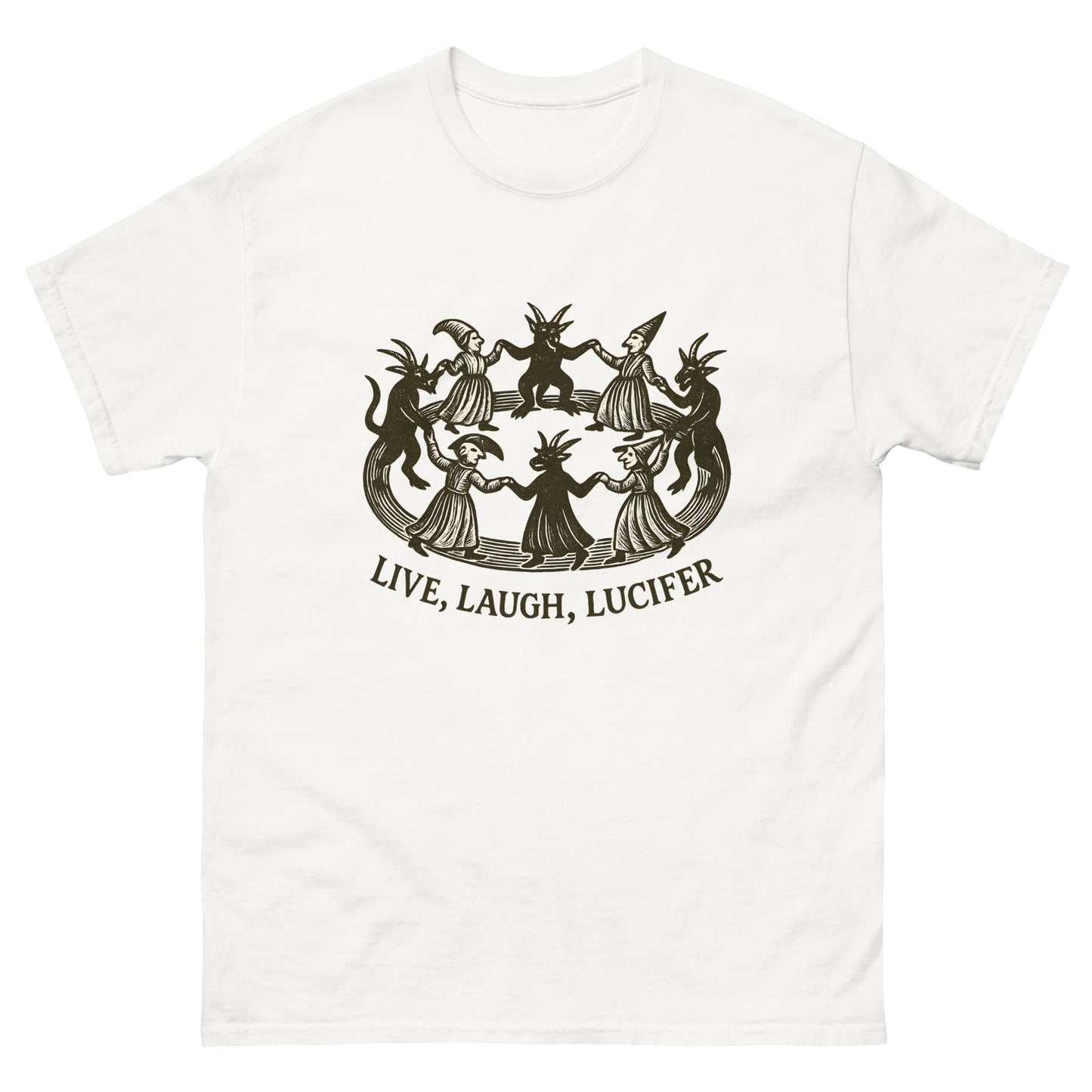 Live Laugh Lucifer – Witchy Humor Esoteric clothing. white
