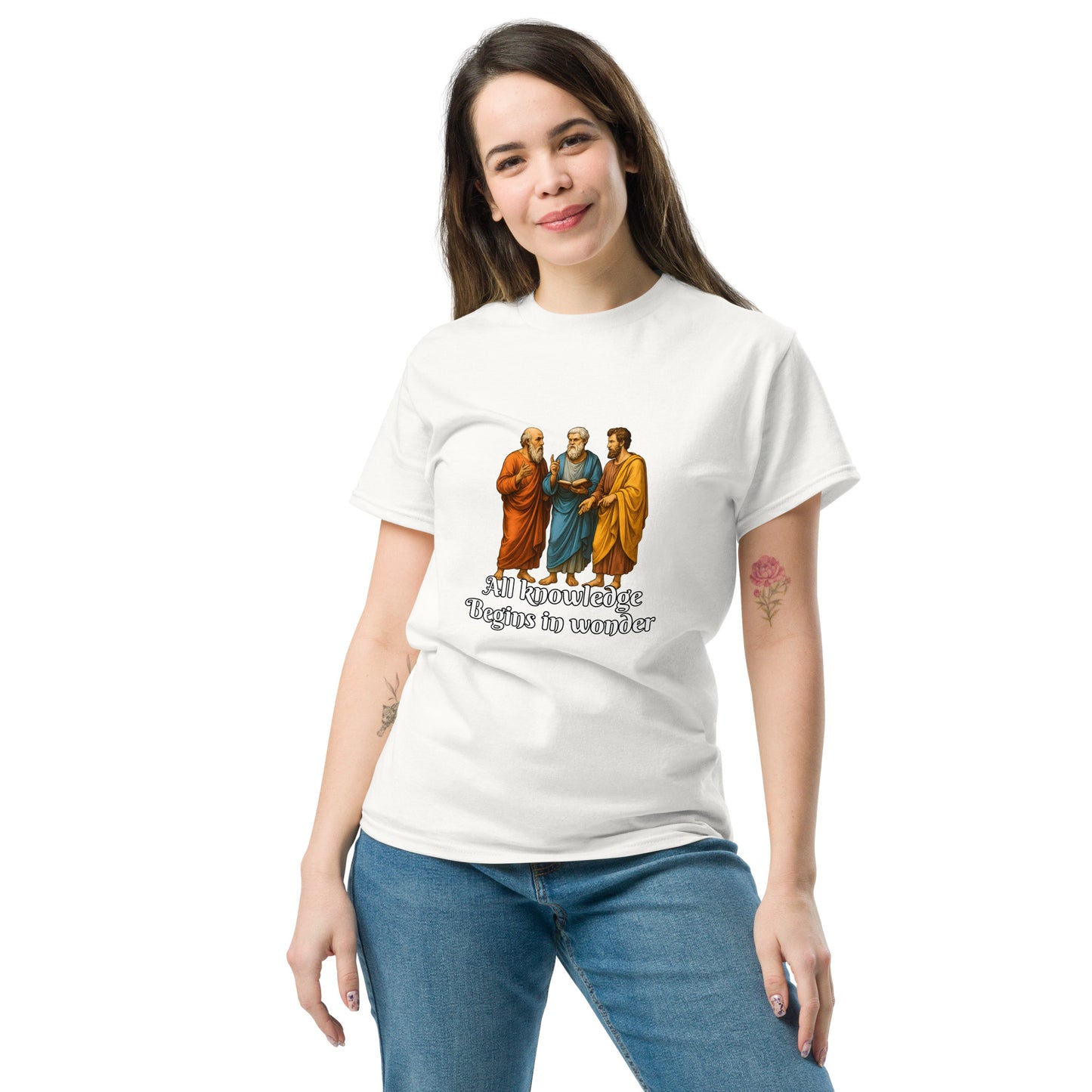 All Knowledge Begins in Wonder – Esoteric Apparel Greek Philosophy Shirt female