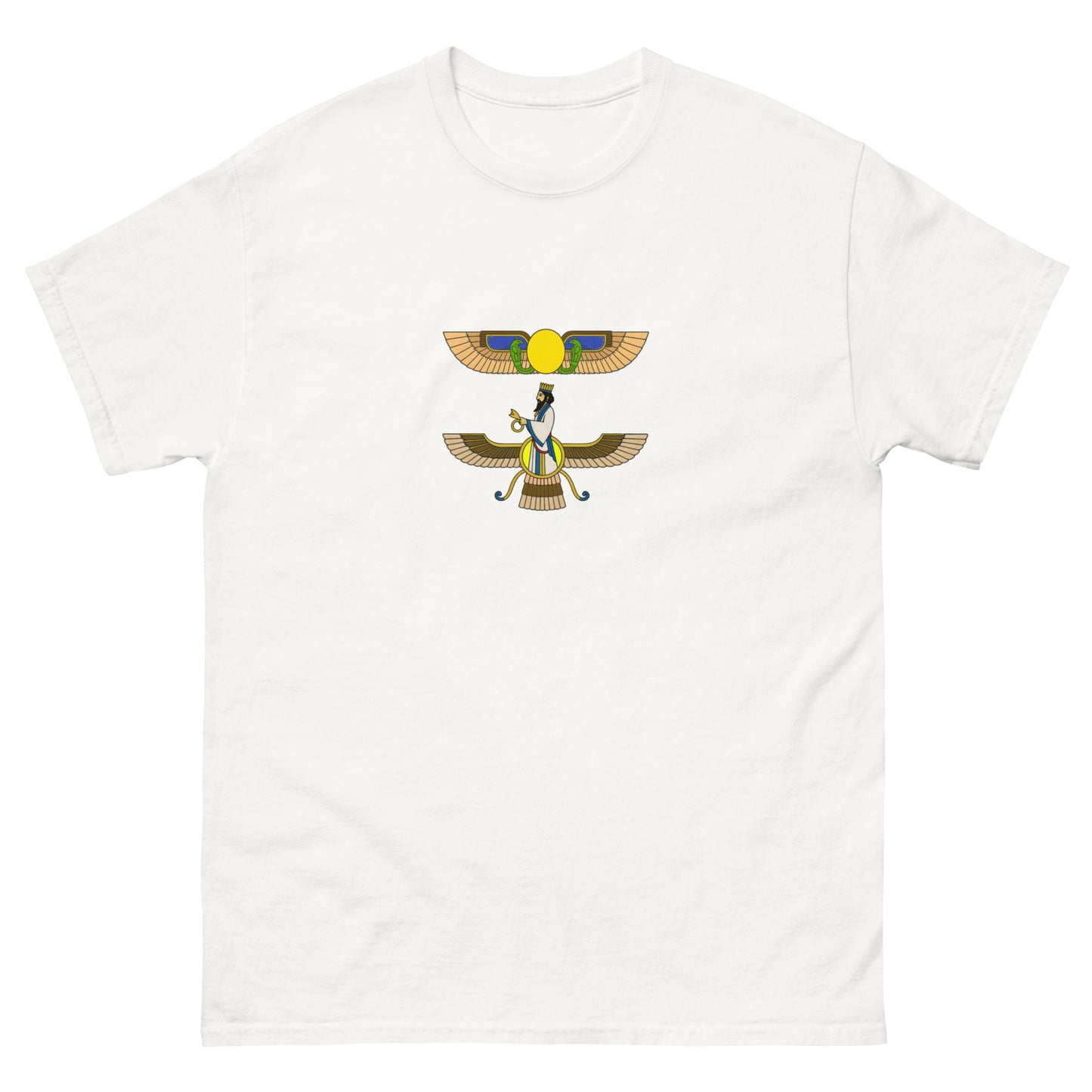 Egyptian Winged Sun Disc & Zoroastrian Faravahar – Esoteric Apparel whie