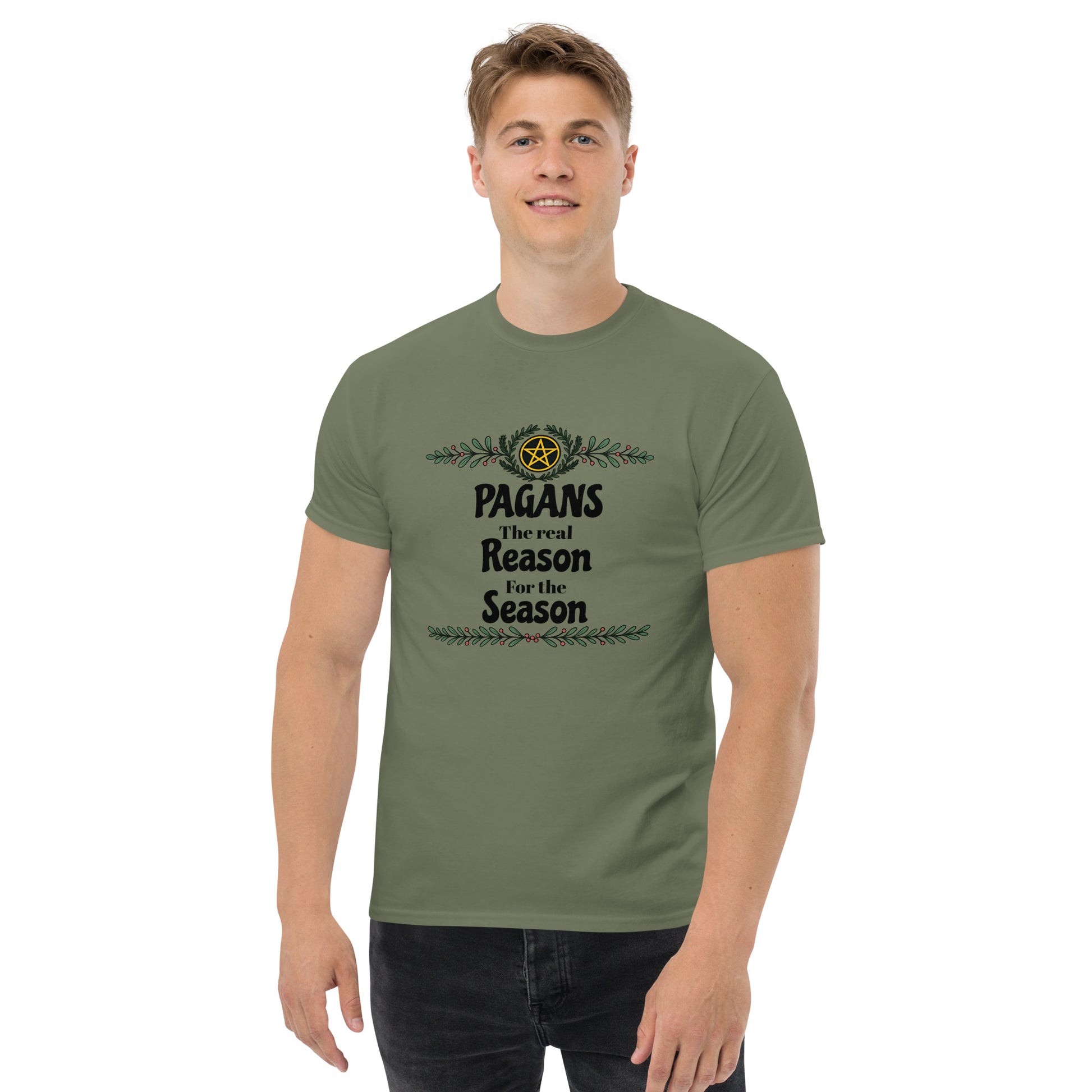 Yule Pentacle Wreath Shirt | Pagan Esoteric Clothing & Witchy Apparel