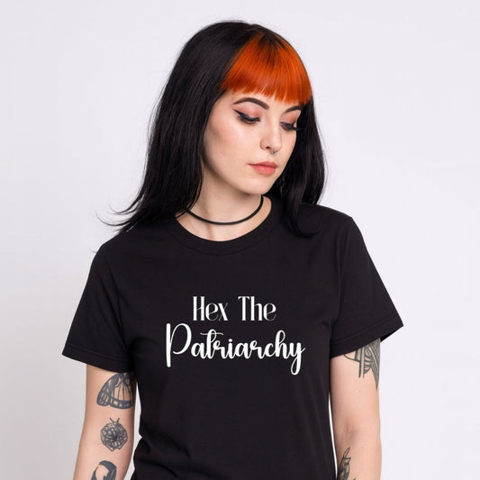 Hex the Patriarchy – Witchy Apparel for Spiritual Rebels (White Ink) main mocku
