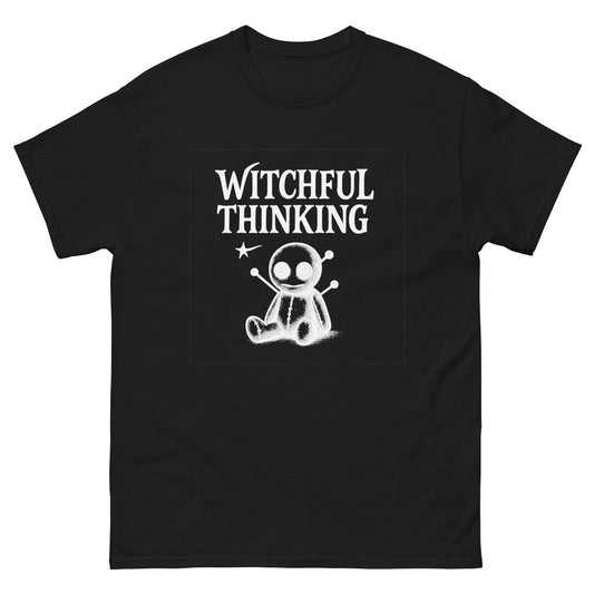 Witchful Thinking Voodoo Doll Shirt – Witchy Clothes for Occult Fashion Fans (White Ink) black