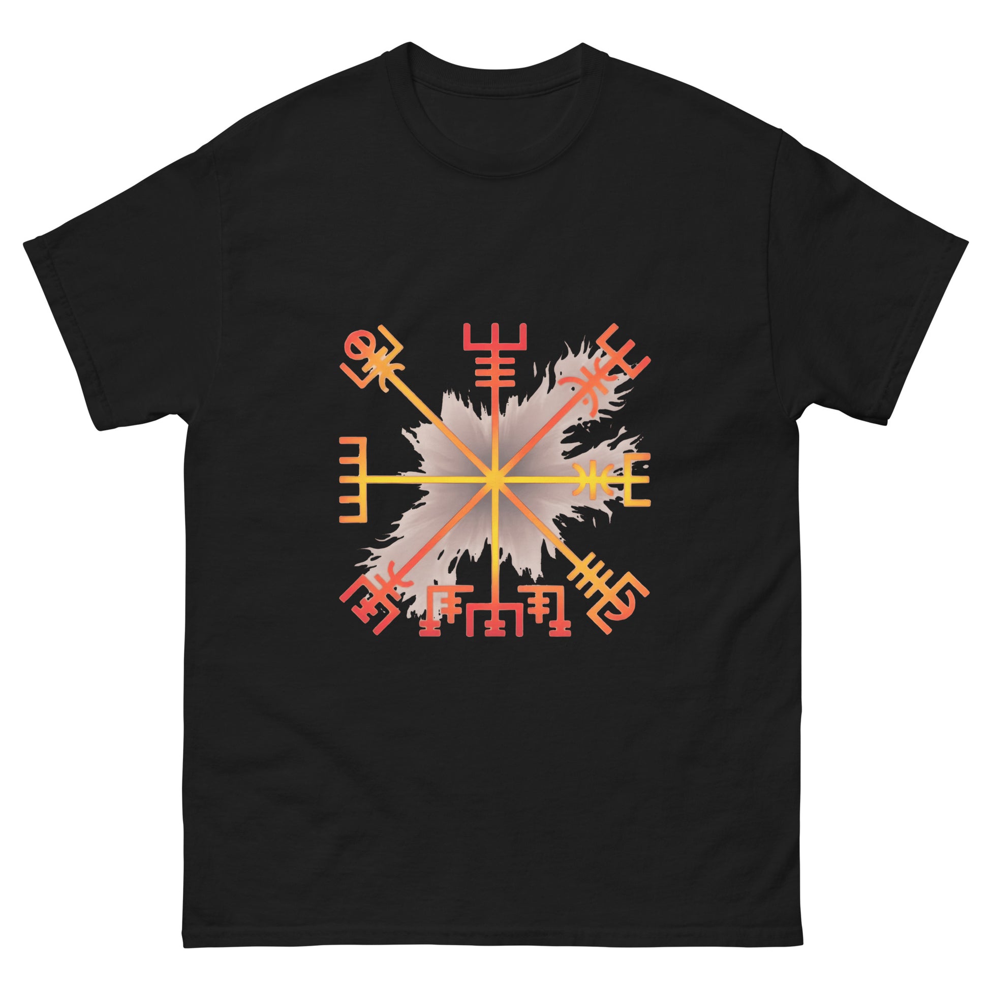 Vegvisir Flame Compass – Norse Protection Symbol on Esoteric Apparel black