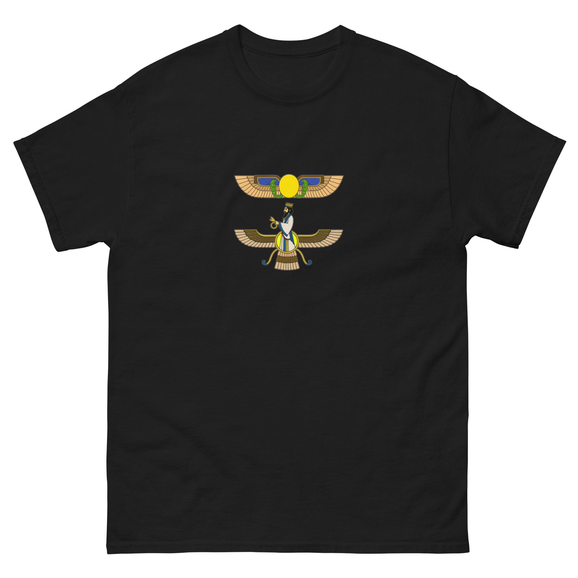 Winged Sun Disc & Faravahar Esoteric Clothing | Ancient Pagan Symbols black