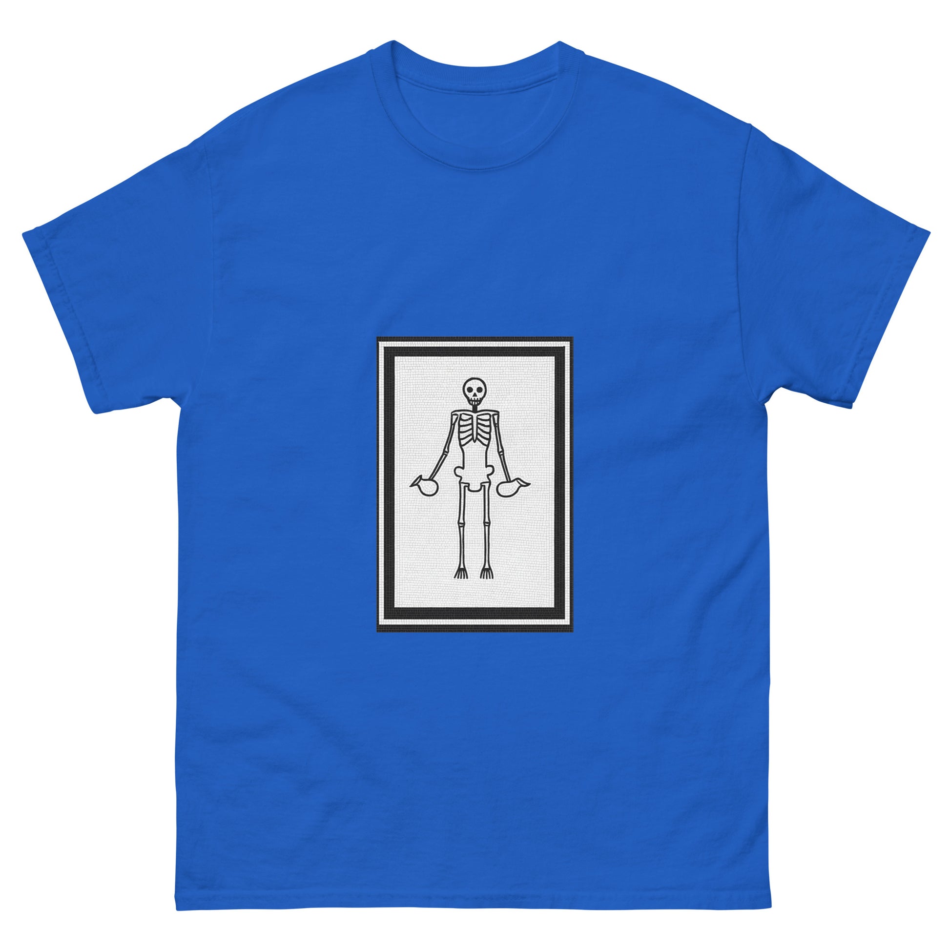 Pompeii Skeleton Mosaic – Historical Esoteric Clothing Design blue