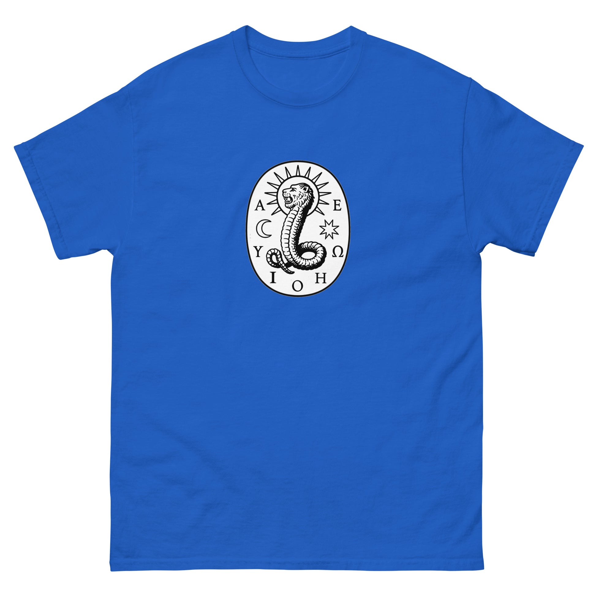 Chnoubis Greek Vowel Talisman – Historical Esoteric apparel blue
