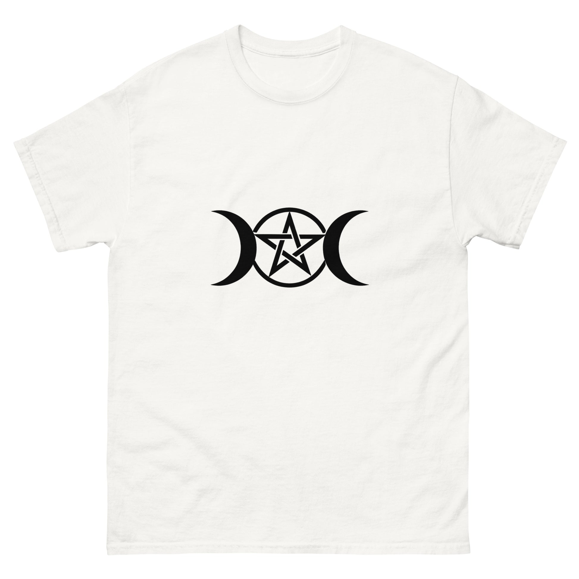 Triple Moon Pentacle – Witchy Apparel for Lunar Magic & Esoteric Symbolism (black Ink) 