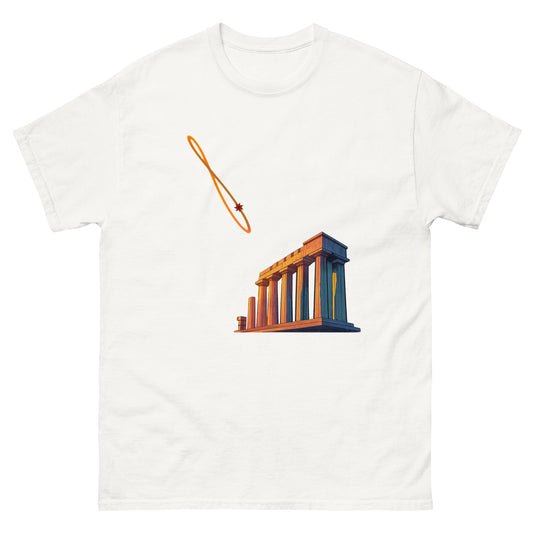 Analemma Over the Temple – Esoteric Apparel Featuring the Sun Path Symbol white