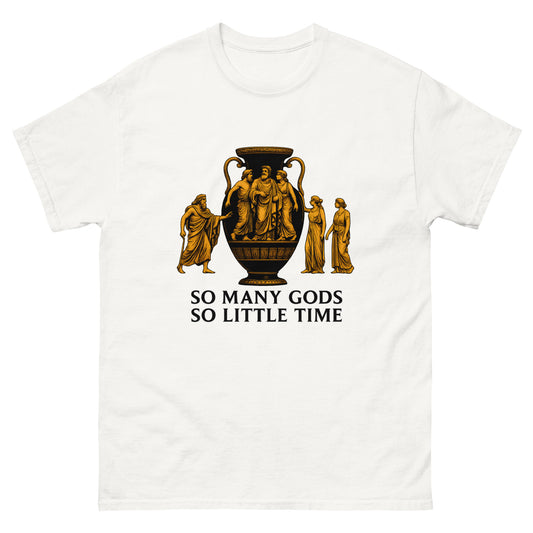 So Many Gods, So Little Time – Funny Spiritual Shirt for Polytheists white
