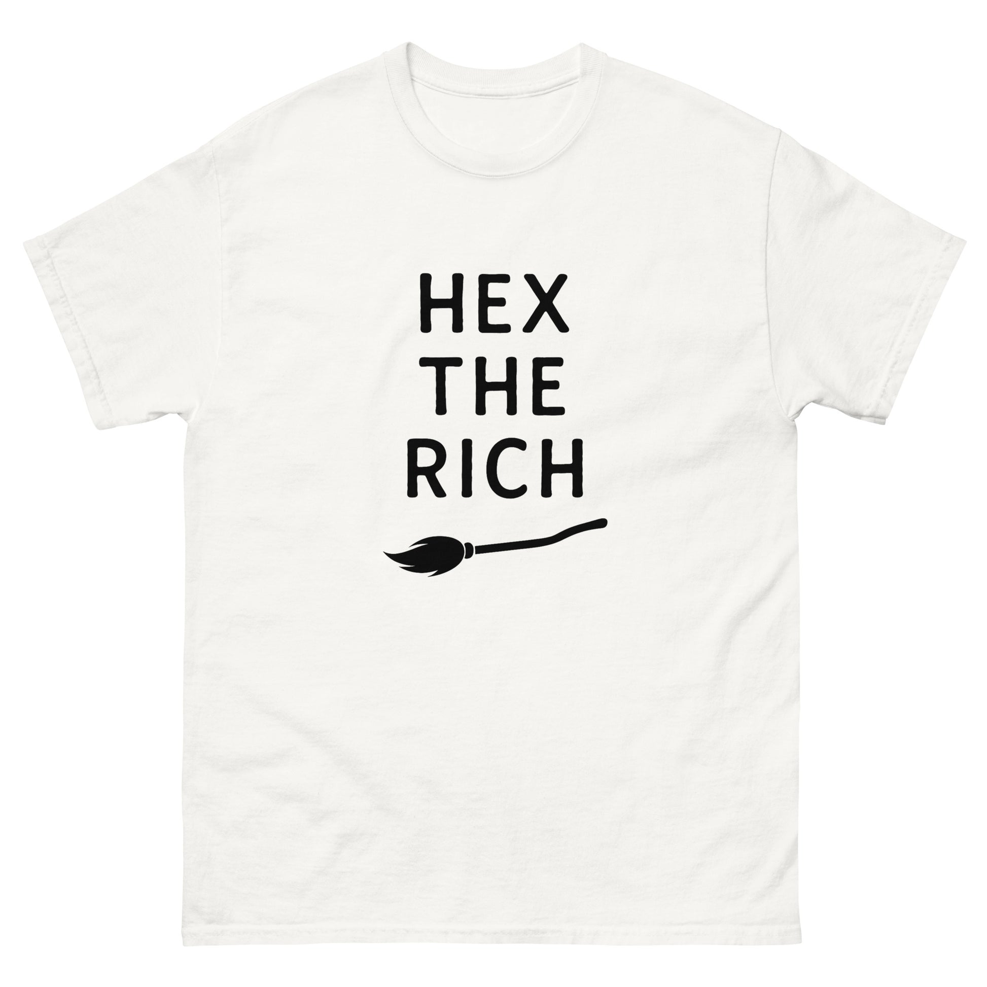 Hex the Rich – Witchy Apparel for Spiritual Anti-Capitalist Rebels (Dark Ink) white