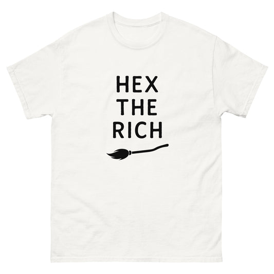 Hex the Rich – Witchy Apparel for Spiritual Anti-Capitalist Rebels (Dark Ink) white