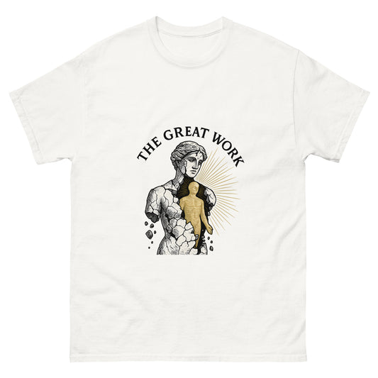 The Great Work – Alchemical Spiritual Shirt for Esoteric Transformation white