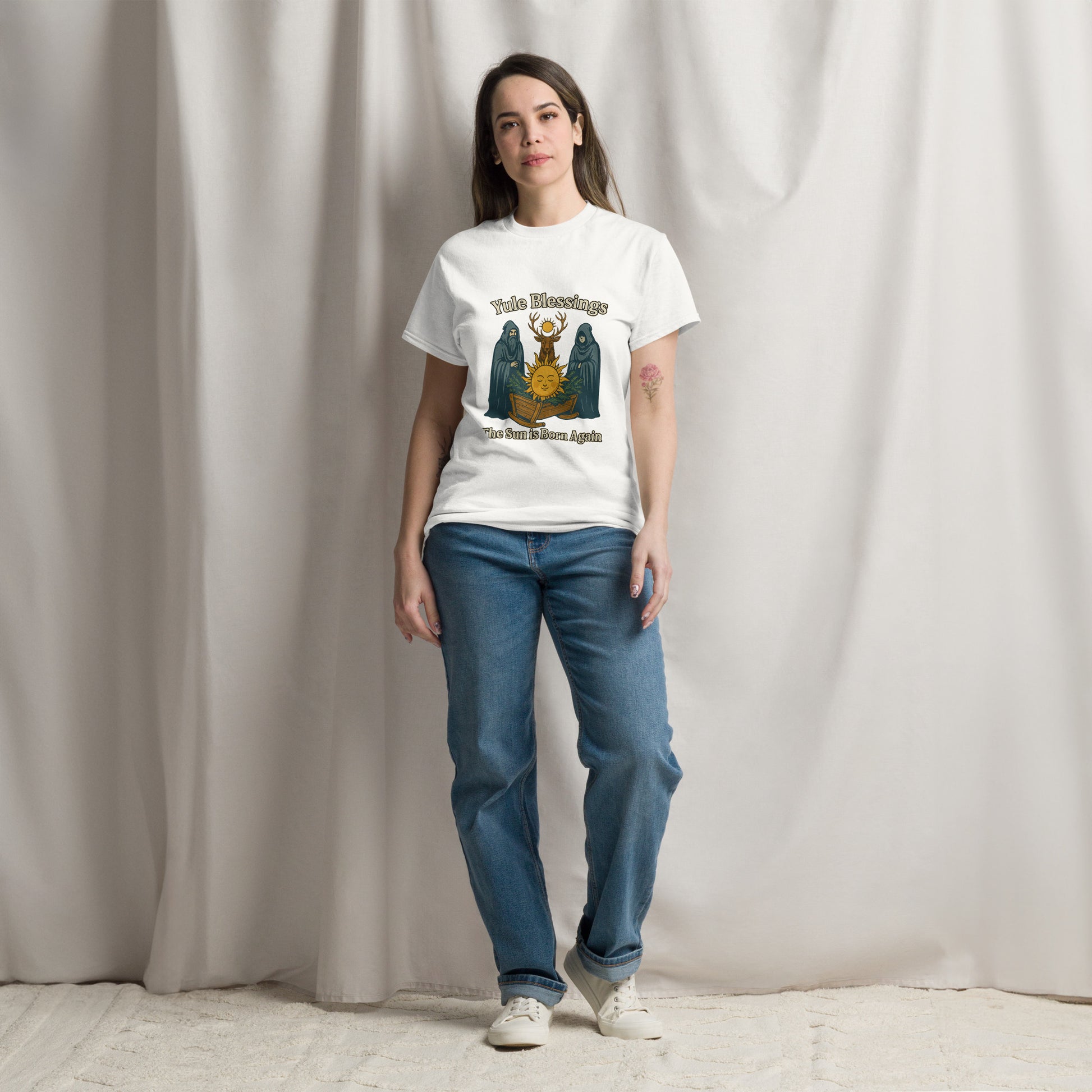 Yule Blessings Shirt – Pagan Esoteric Apparel for the Winter Solstice second white