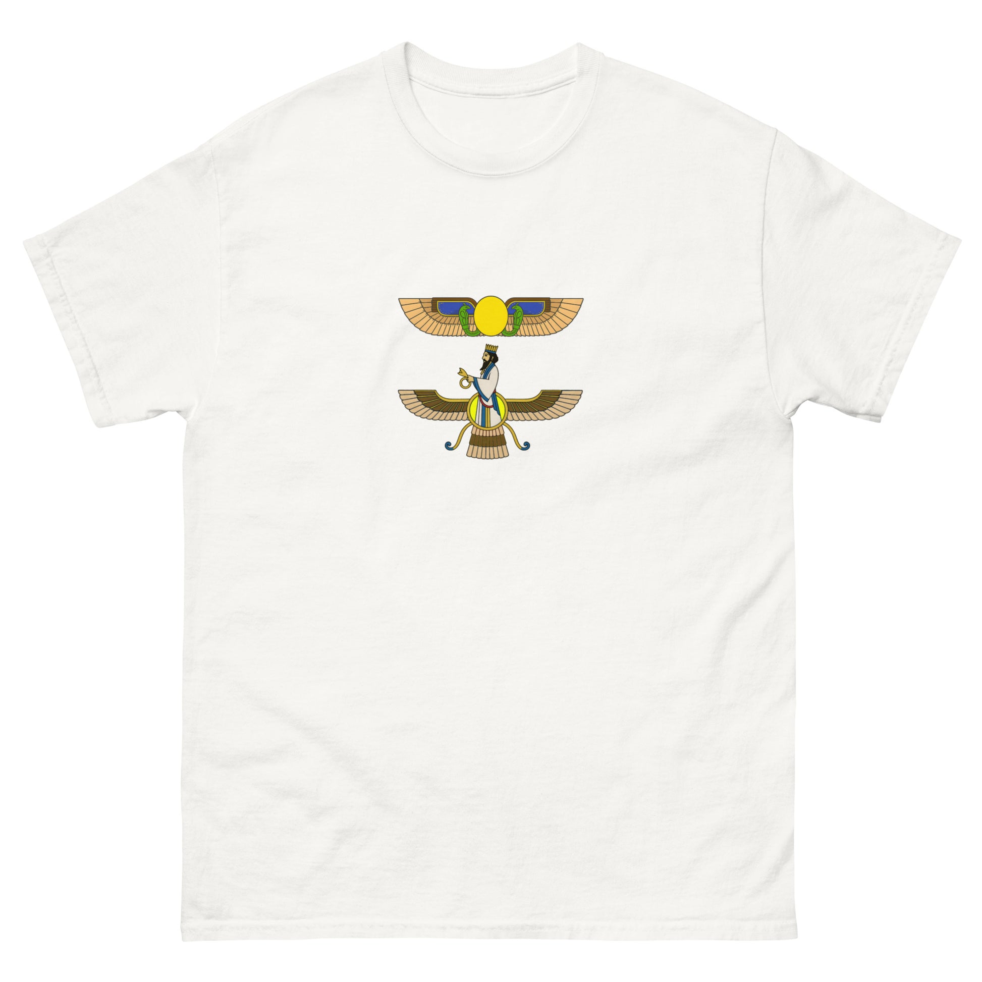 Egyptian Winged Sun Disc & Zoroastrian Faravahar – Esoteric Apparel whie